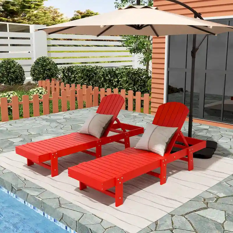 Chaise longue inclinable sans accoudoirs Polytrends Altura en polyéthylène écologique résistant aux intempéries (ensemble de 2)