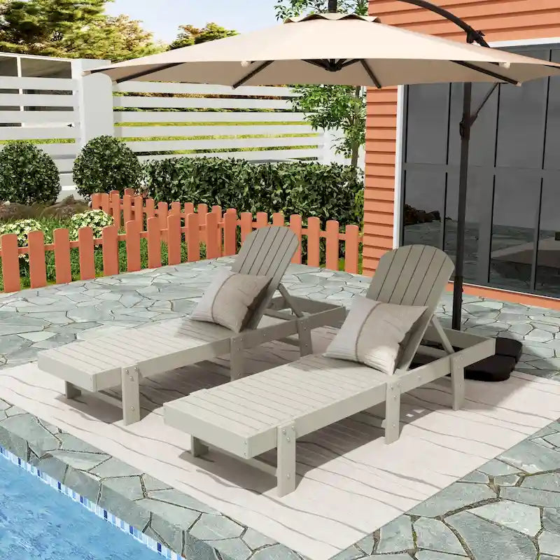 Chaise longue inclinable sans accoudoirs Polytrends Altura en polyéthylène écologique résistant aux intempéries (ensemble de 2)