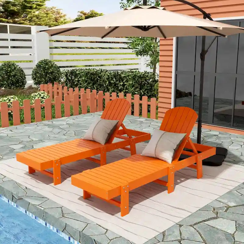 Chaise longue inclinable sans accoudoirs Polytrends Altura en polyéthylène écologique résistant aux intempéries (ensemble de 2)