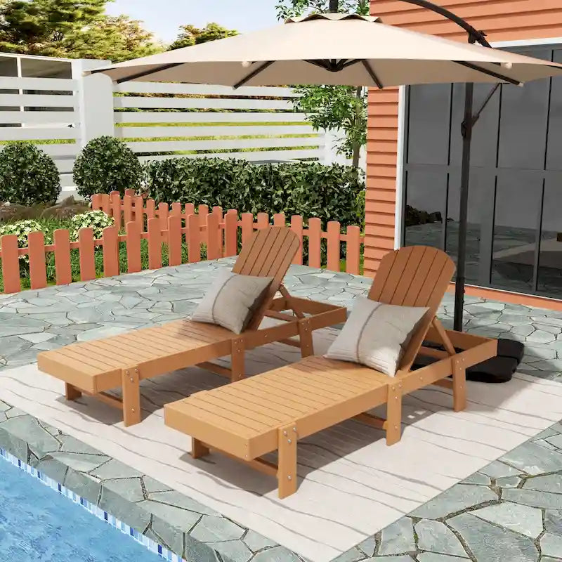 Chaise longue inclinable sans accoudoirs Polytrends Altura en polyéthylène écologique résistant aux intempéries (ensemble de 2)