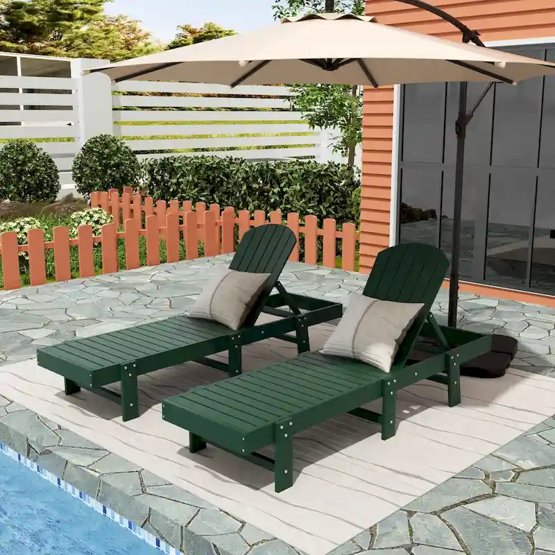Chaise longue inclinable sans accoudoirs Polytrends Altura en polyéthylène écologique résistant aux intempéries (ensemble de 2)