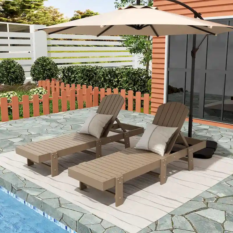 Chaise longue inclinable sans accoudoirs Polytrends Altura en polyéthylène écologique résistant aux intempéries (ensemble de 2)
