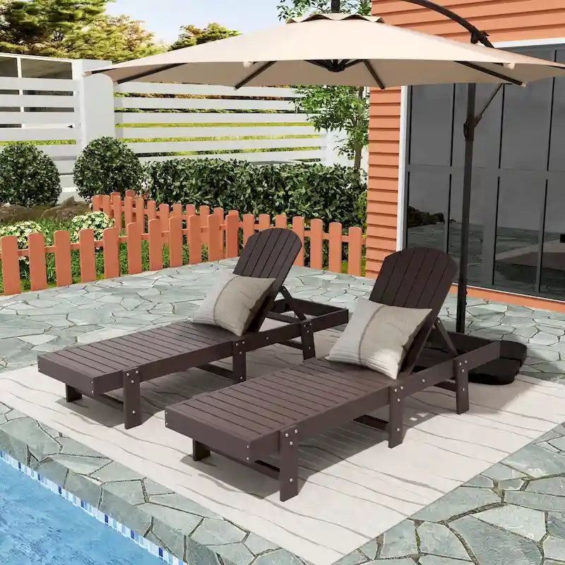 Chaise longue inclinable sans accoudoirs Polytrends Altura en polyéthylène écologique résistant aux intempéries (ensemble de 2)
