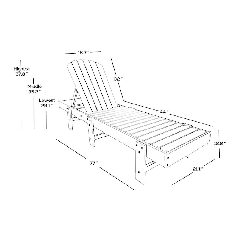 Chaise longue inclinable sans accoudoirs Polytrends Altura en polyéthylène écologique résistant aux intempéries (ensemble de 2)