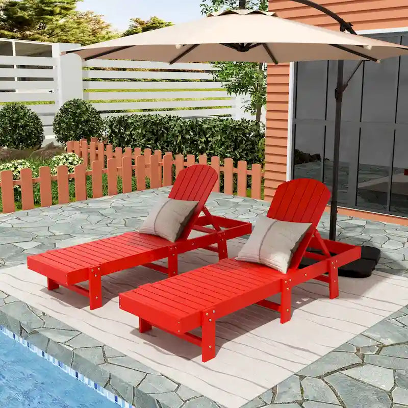 Chaise longue inclinable sans accoudoirs Polytrends Altura en polyéthylène écologique résistant aux intempéries (ensemble de 2)