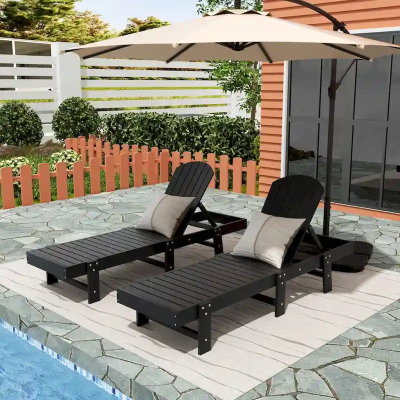 Chaise longue inclinable sans accoudoirs Polytrends Altura en polyéthylène écologique résistant aux intempéries (ensemble de 2)