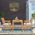 Chic Teak 3 Piece Teak Wood Florence Intimate Bistro Dining Set including 27  Square Table and 2 Arm Chairs