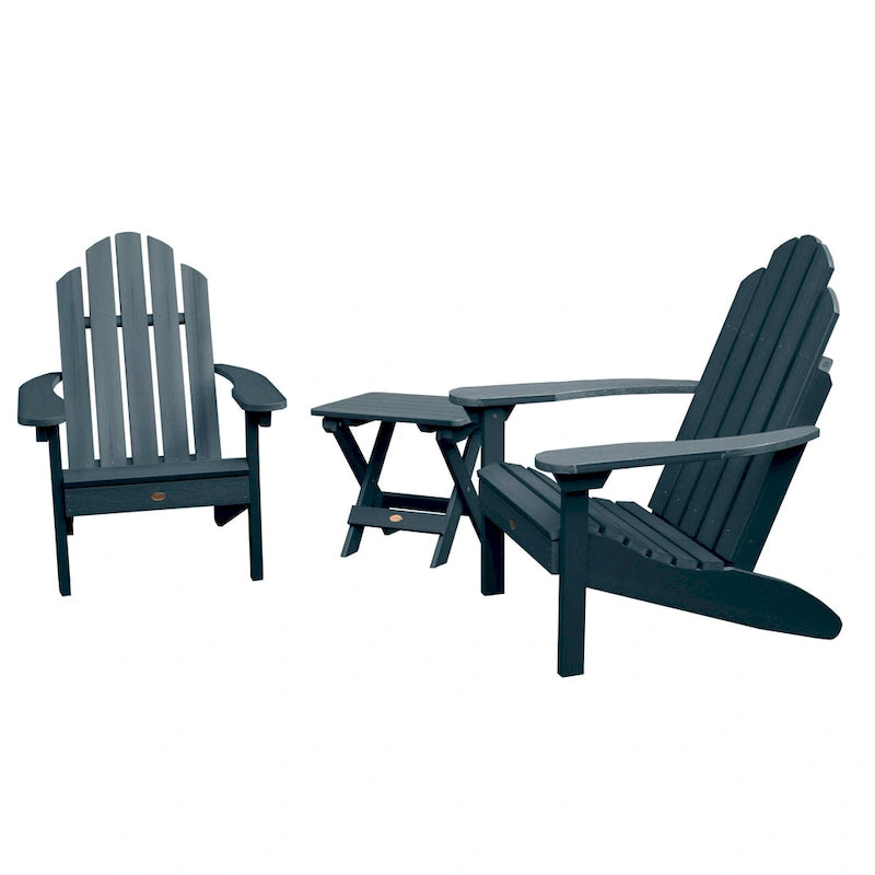 Ensemble de 3 pièces comprenant des chaises Adirondack d'extérieur et une table d'appoint pliante