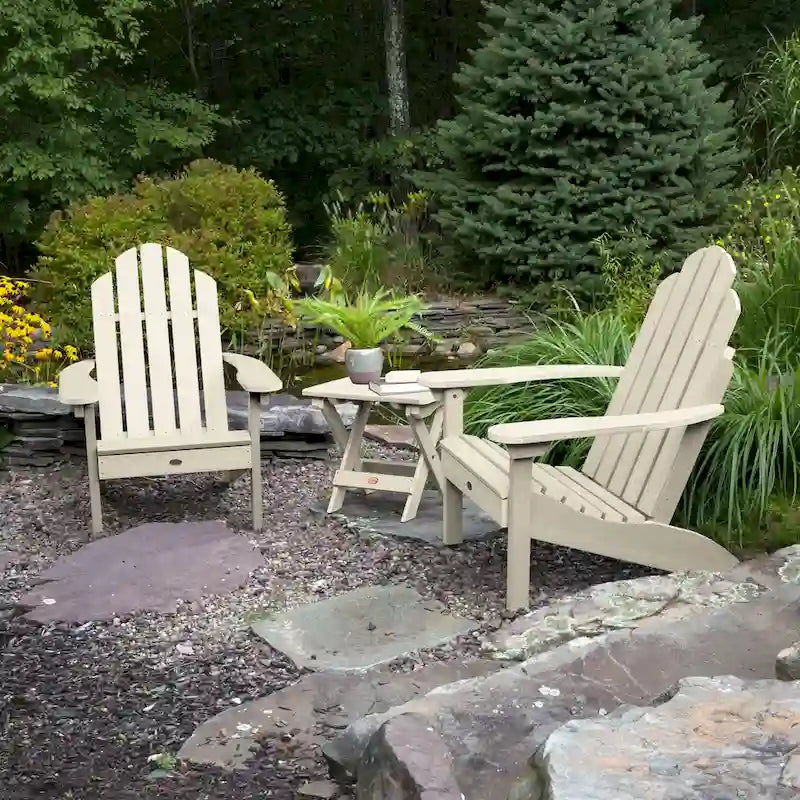 Ensemble de 3 pièces comprenant des chaises Adirondack d'extérieur et une table d'appoint pliante