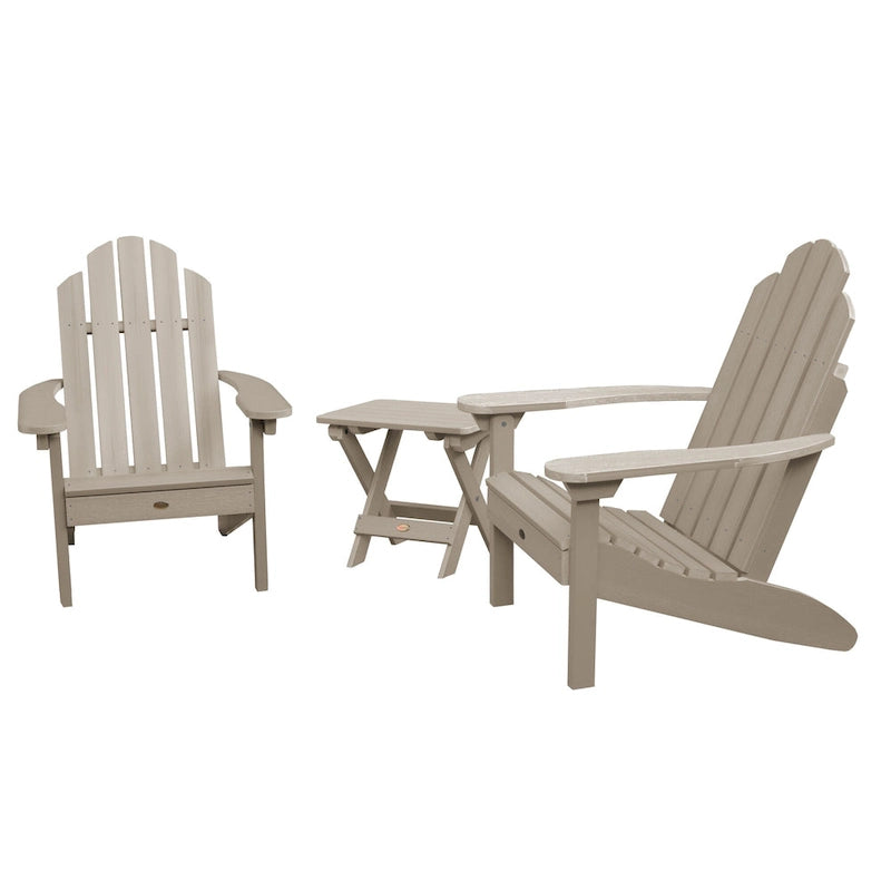 Ensemble de 3 pièces comprenant des chaises Adirondack d'extérieur et une table d'appoint pliante