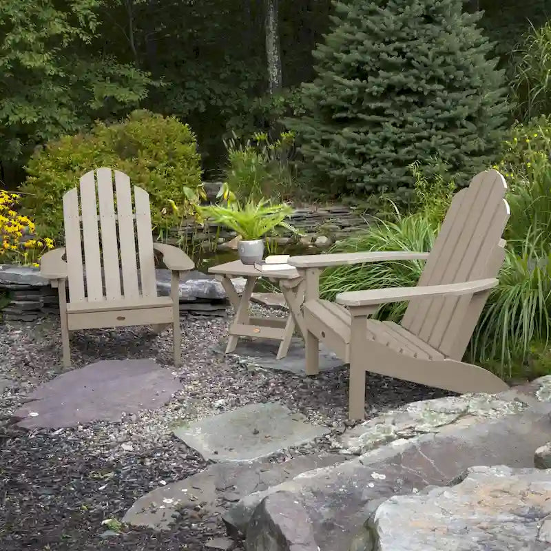 Ensemble de 3 pièces comprenant des chaises Adirondack d'extérieur et une table d'appoint pliante