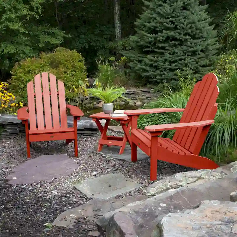 Ensemble de 3 pièces comprenant des chaises Adirondack d'extérieur et une table d'appoint pliante