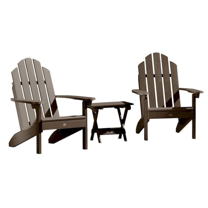 Ensemble de 3 pièces comprenant des chaises Adirondack d'extérieur et une table d'appoint pliante