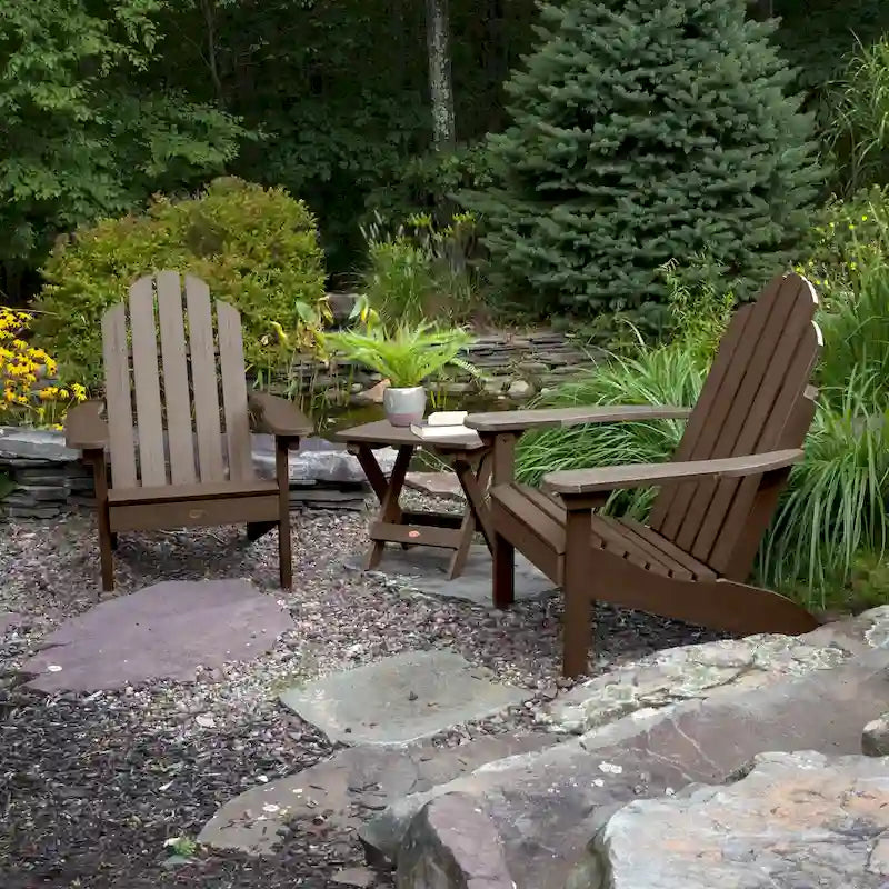 Ensemble de 3 pièces comprenant des chaises Adirondack d'extérieur et une table d'appoint pliante