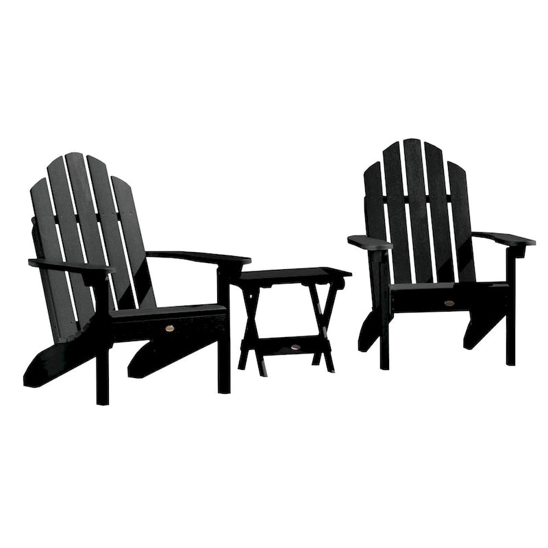 Ensemble de 3 pièces comprenant des chaises Adirondack d'extérieur et une table d'appoint pliante