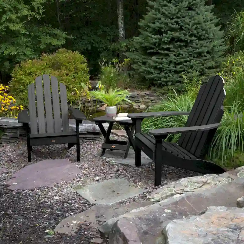 Ensemble de 3 pièces comprenant des chaises Adirondack d'extérieur et une table d'appoint pliante
