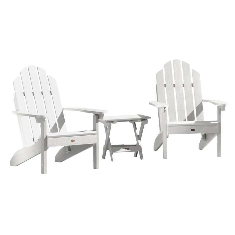 Ensemble de 3 pièces comprenant des chaises Adirondack d'extérieur et une table d'appoint pliante