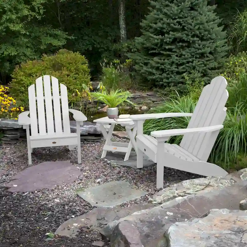 Ensemble de 3 pièces comprenant des chaises Adirondack d'extérieur et une table d'appoint pliante