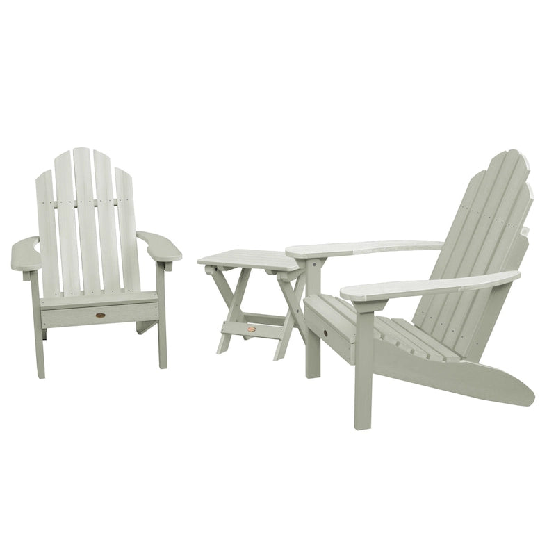 Ensemble de 3 pièces comprenant des chaises Adirondack d'extérieur et une table d'appoint pliante