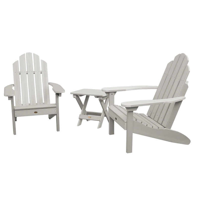 Ensemble de 3 pièces comprenant des chaises Adirondack d'extérieur et une table d'appoint pliante