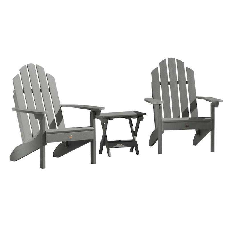 Ensemble de 3 pièces comprenant des chaises Adirondack d'extérieur et une table d'appoint pliante