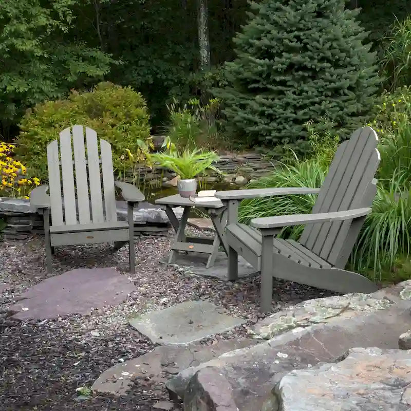 Ensemble de 3 pièces comprenant des chaises Adirondack d'extérieur et une table d'appoint pliante