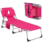 Chaise longue de plage pliante avec coussin pour l'extérieur