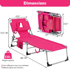 Chaise longue de plage pliante avec coussin pour l'extérieur