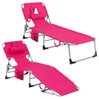 Chaise longue de plage pliante avec coussin pour l'extérieur