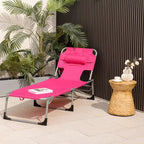 Chaise longue de plage pliante avec coussin pour l'extérieur