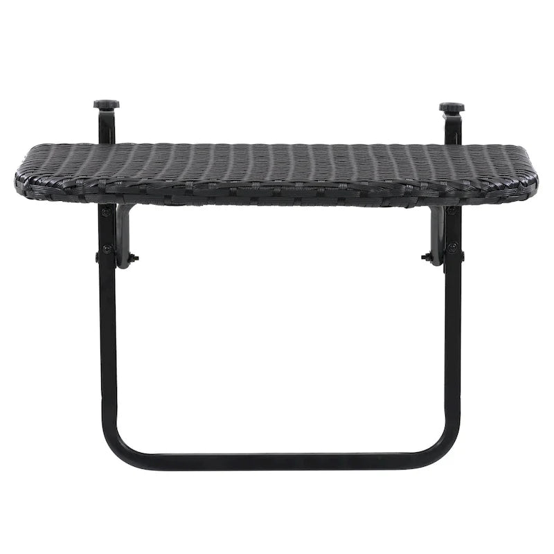Table de balcon pliante en rotin noir CorLiving Parksville