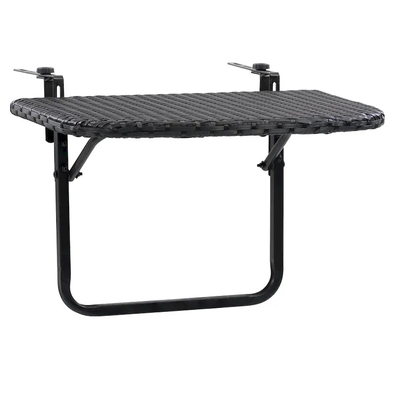 Table de balcon pliante en rotin noir CorLiving Parksville