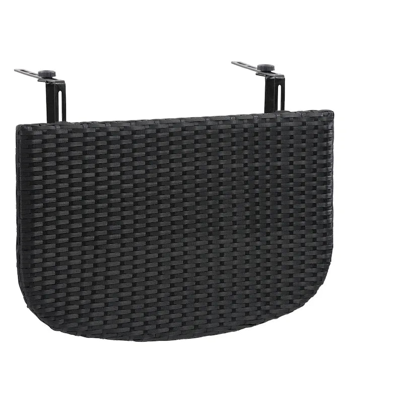 Table de balcon pliante en rotin noir CorLiving Parksville