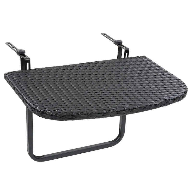 Table de balcon pliante en rotin noir CorLiving Parksville
