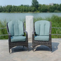 Fauteuil de jardin en osier marron 2 pièces avec coussin