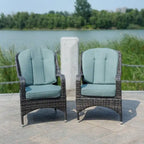 Fauteuil de jardin en osier marron 2 pièces avec coussin