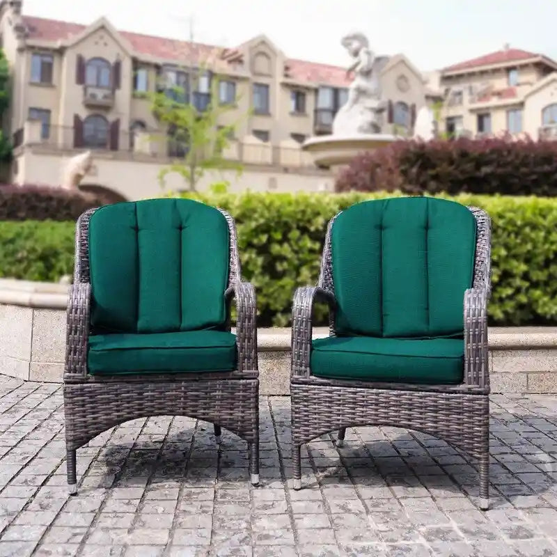 Fauteuil de jardin en osier marron 2 pièces avec coussin