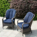 Fauteuil de jardin en osier marron 2 pièces avec coussin