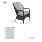 Fauteuil de jardin en osier marron 2 pièces avec coussin