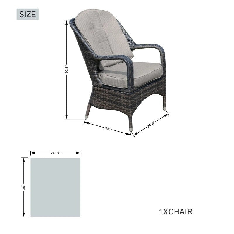 Fauteuil de jardin en osier marron 2 pièces avec coussin