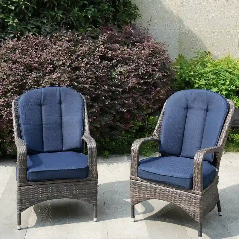 Fauteuil de jardin en osier marron 2 pièces avec coussin