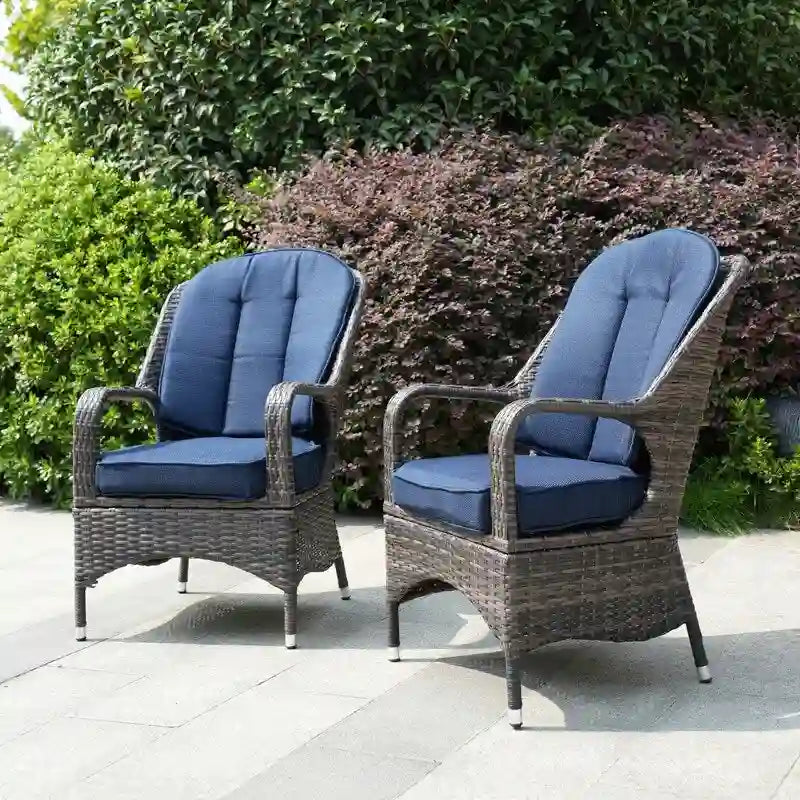Fauteuil de jardin en osier marron 2 pièces avec coussin