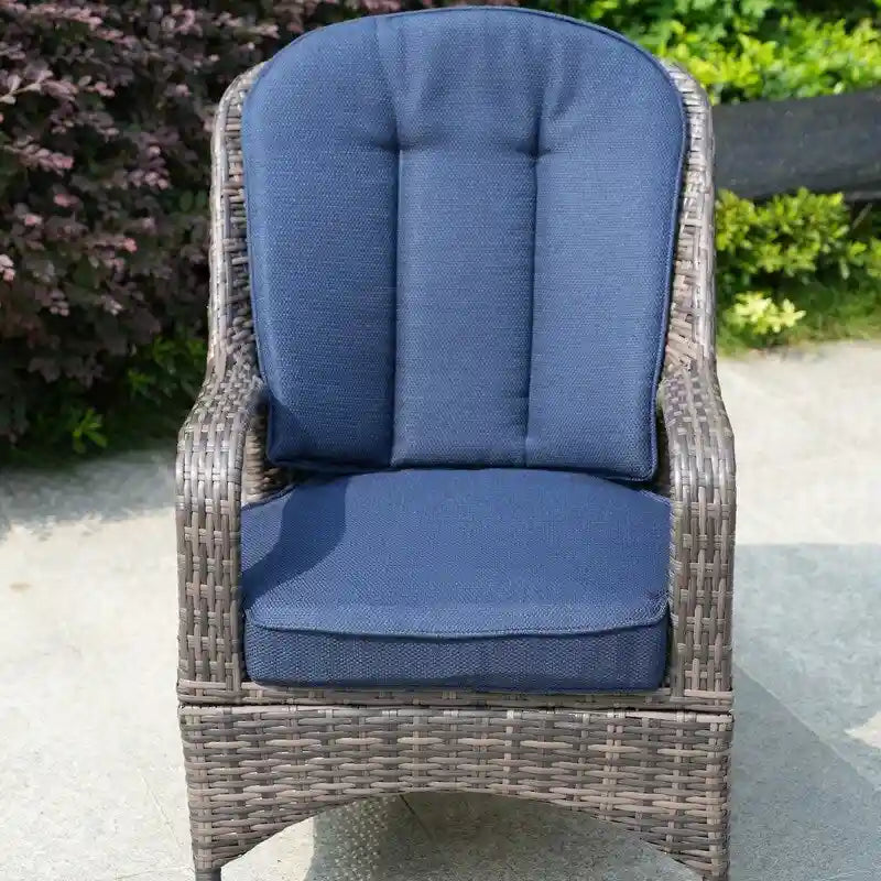 Fauteuil de jardin en osier marron 2 pièces avec coussin