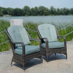 Fauteuil de jardin en osier marron 2 pièces avec coussin
