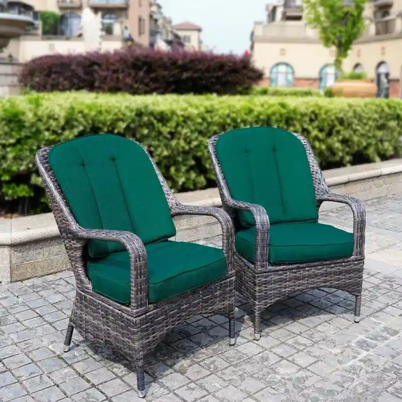 Fauteuil de jardin en osier marron 2 pièces avec coussin