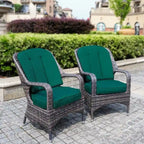 Fauteuil de jardin en osier marron 2 pièces avec coussin
