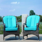 Fauteuil de jardin en osier marron 2 pièces avec coussin