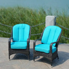 Fauteuil de jardin en osier marron 2 pièces avec coussin