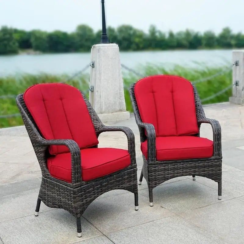 Fauteuil de jardin en osier marron 2 pièces avec coussin
