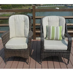 Fauteuil de jardin en osier marron 2 pièces avec coussin